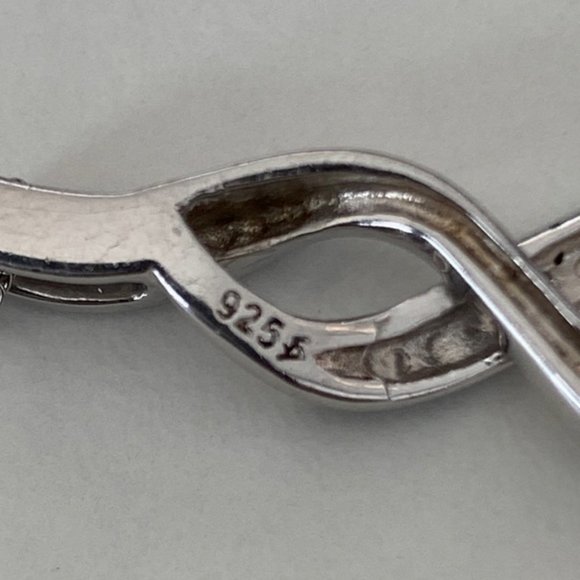 New Black & White Diamond Accent Twist Flame Pendant & Chain in Sterling Silver - Picture 2 of 7